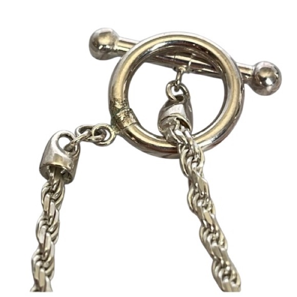 925 Italy Sterling Silver Rope Necklace with T Bar Clasp 18” pre owned - Picture 3 of 5